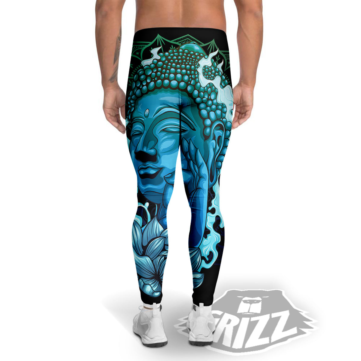 Buddha Blue Print Men's Leggings-grizzshop