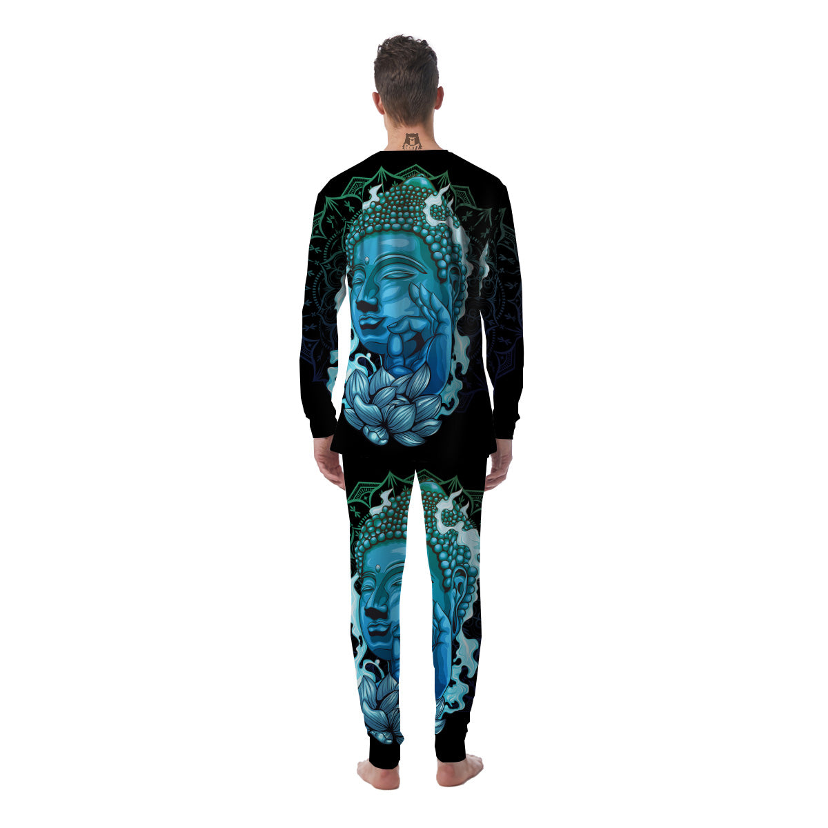 Buddha Blue Print Men's Pajamas-grizzshop
