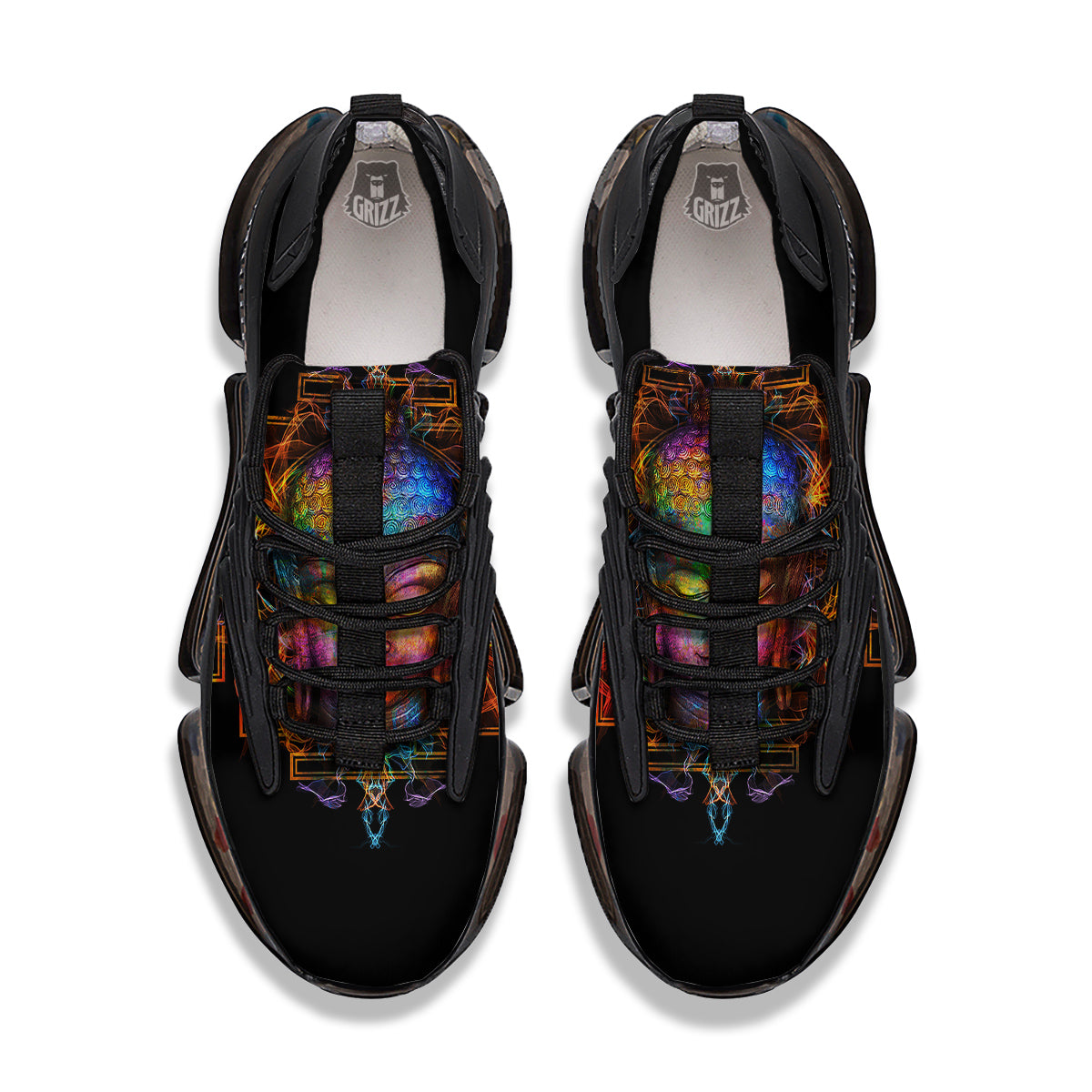 Buddha Colorful Print Black Gym Shoes-grizzshop