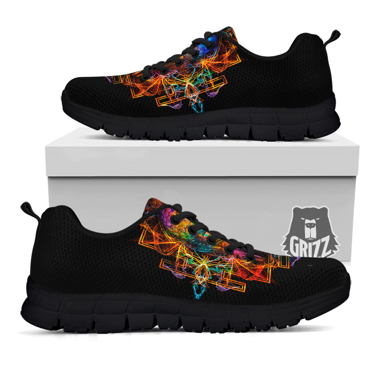 Buddha Colorful Print Black Sneaker-grizzshop