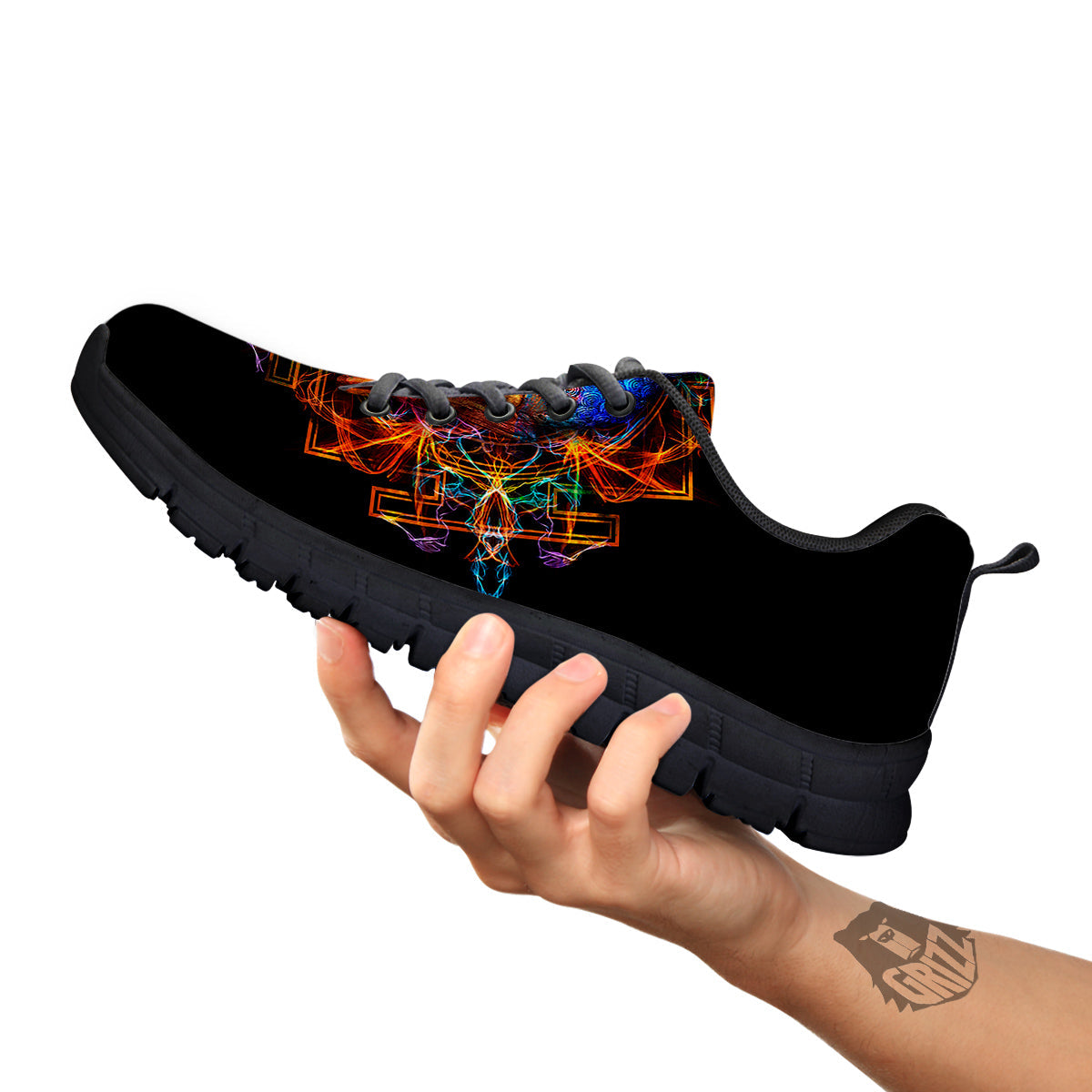 Buddha Colorful Print Black Sneaker-grizzshop