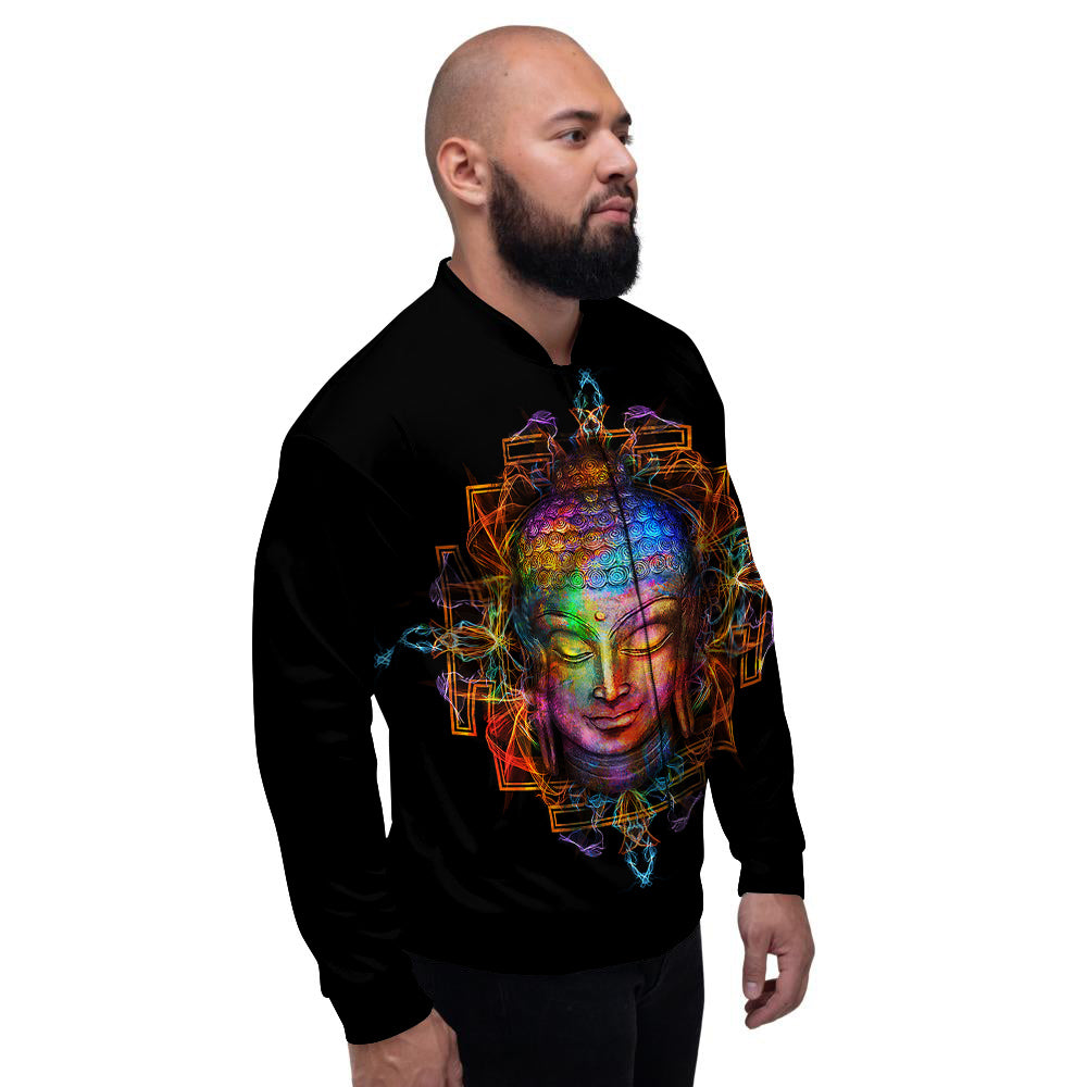 Buddha Colorful Print Men's Bomber Jacket-grizzshop