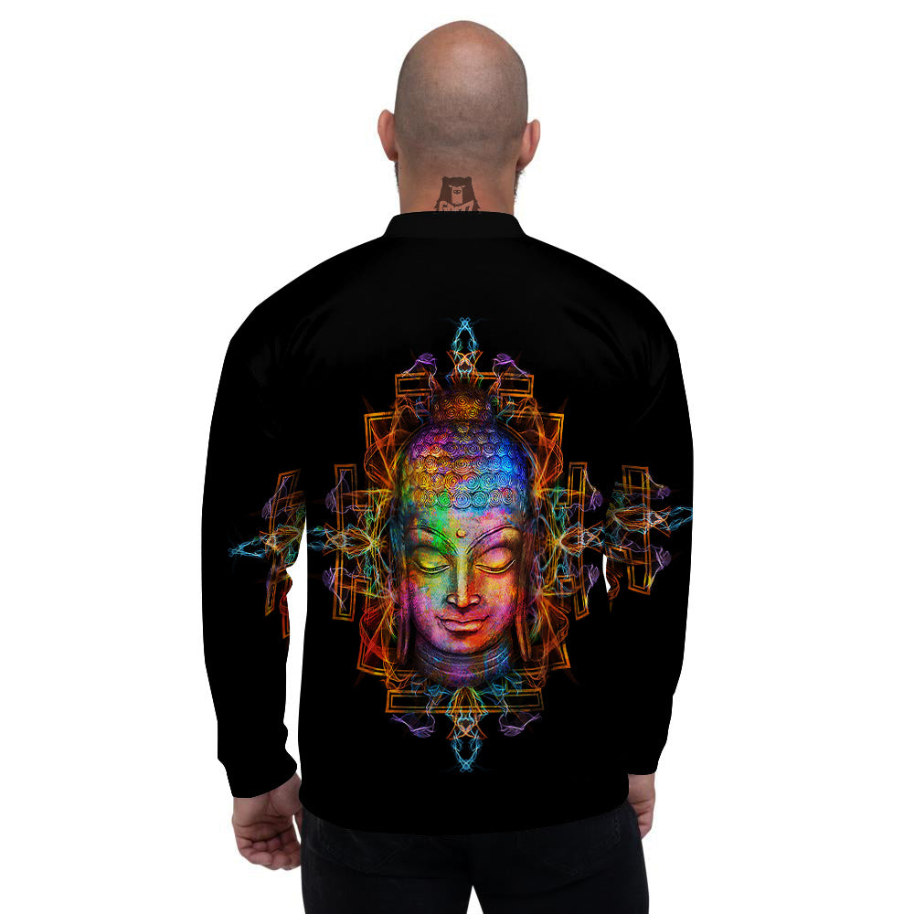 Buddha Colorful Print Men's Bomber Jacket-grizzshop