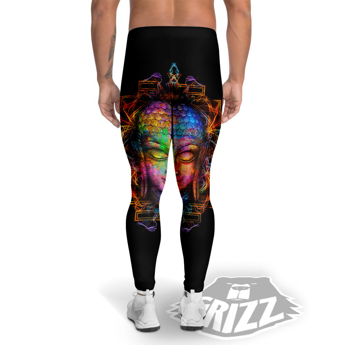 Buddha Colorful Print Men's Leggings-grizzshop