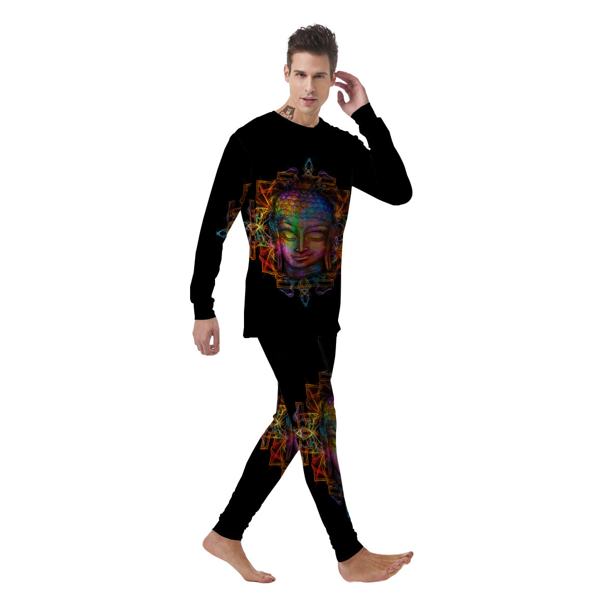 Buddha Colorful Print Men's Pajamas-grizzshop