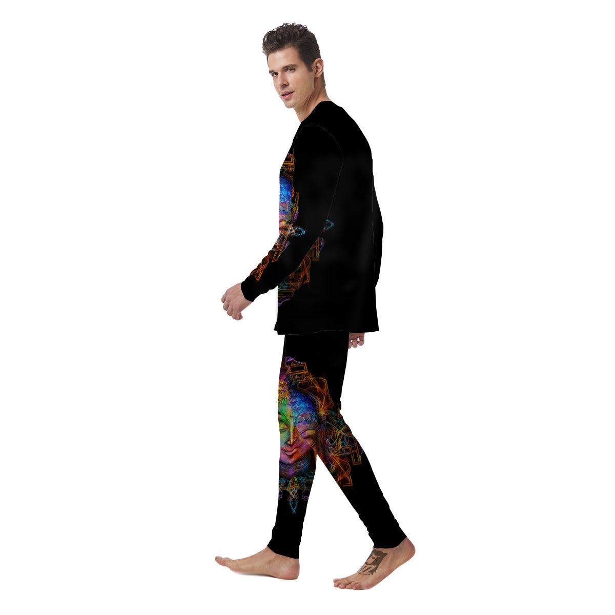 Buddha Colorful Print Men's Pajamas-grizzshop