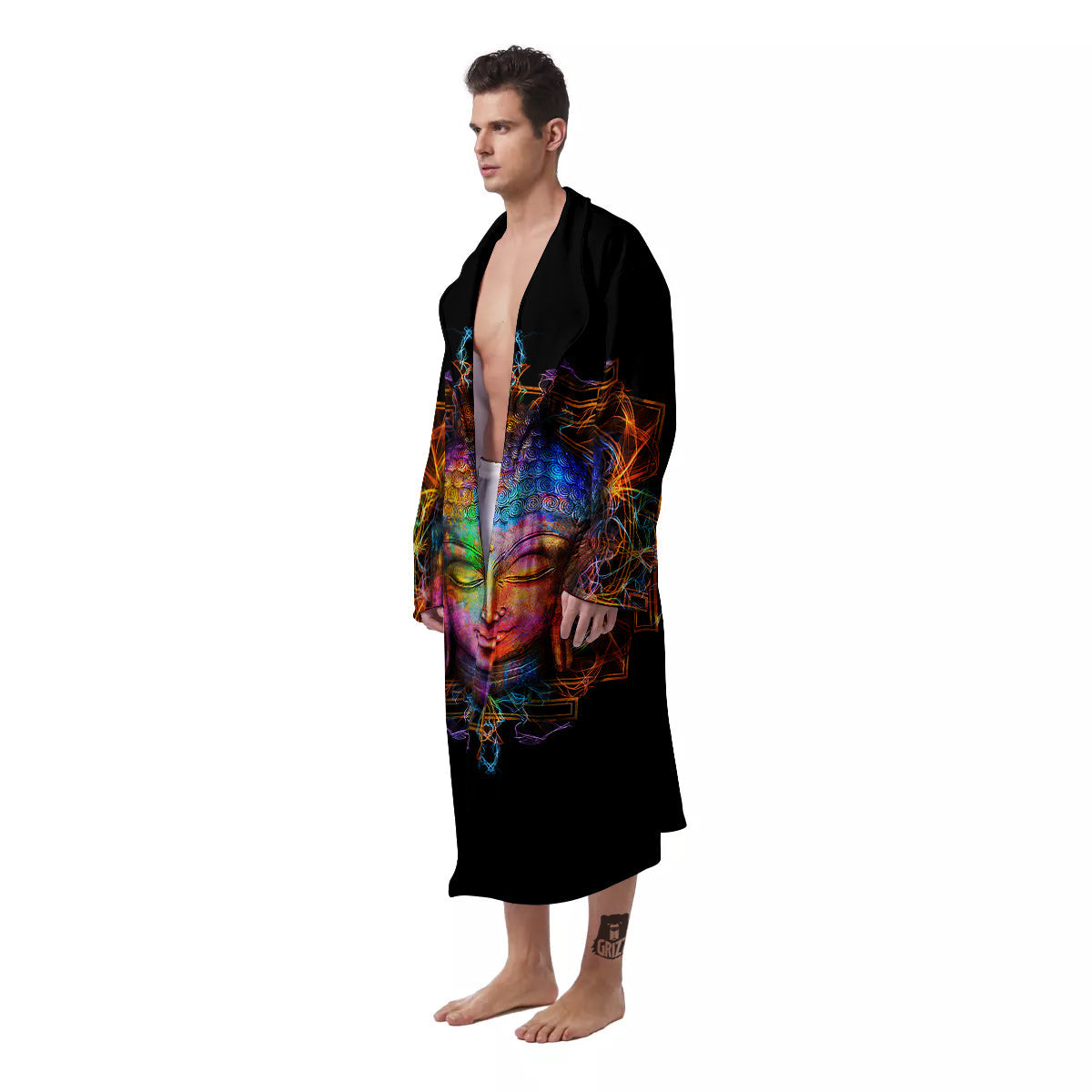Buddha Colorful Print Men's Robe-grizzshop