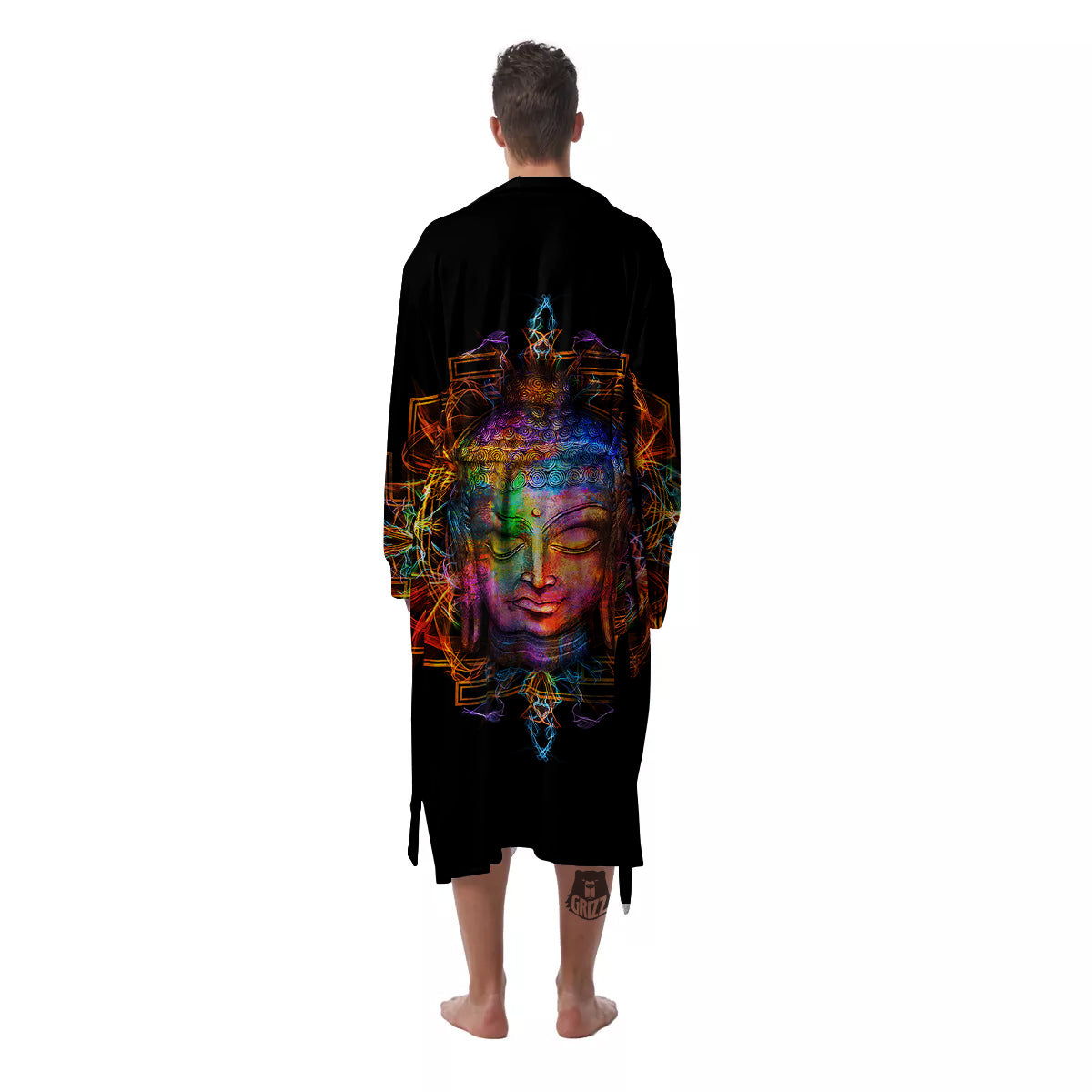 Buddha Colorful Print Men's Robe-grizzshop