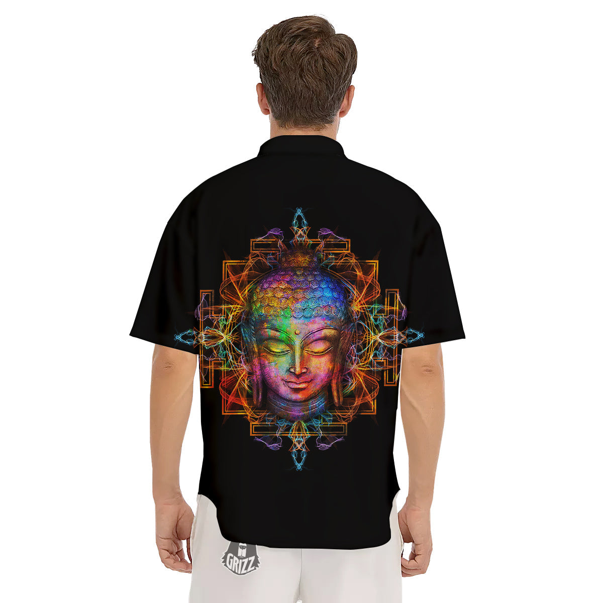 Buddha Colorful Print Men's Short Sleeve Shirts-grizzshop