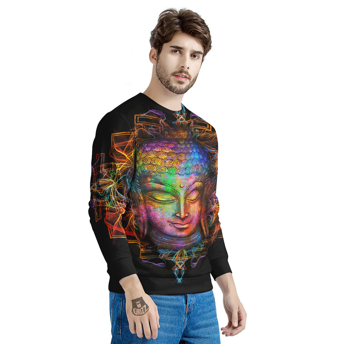 Buddha Colorful Print Men's Sweatshirt-grizzshop