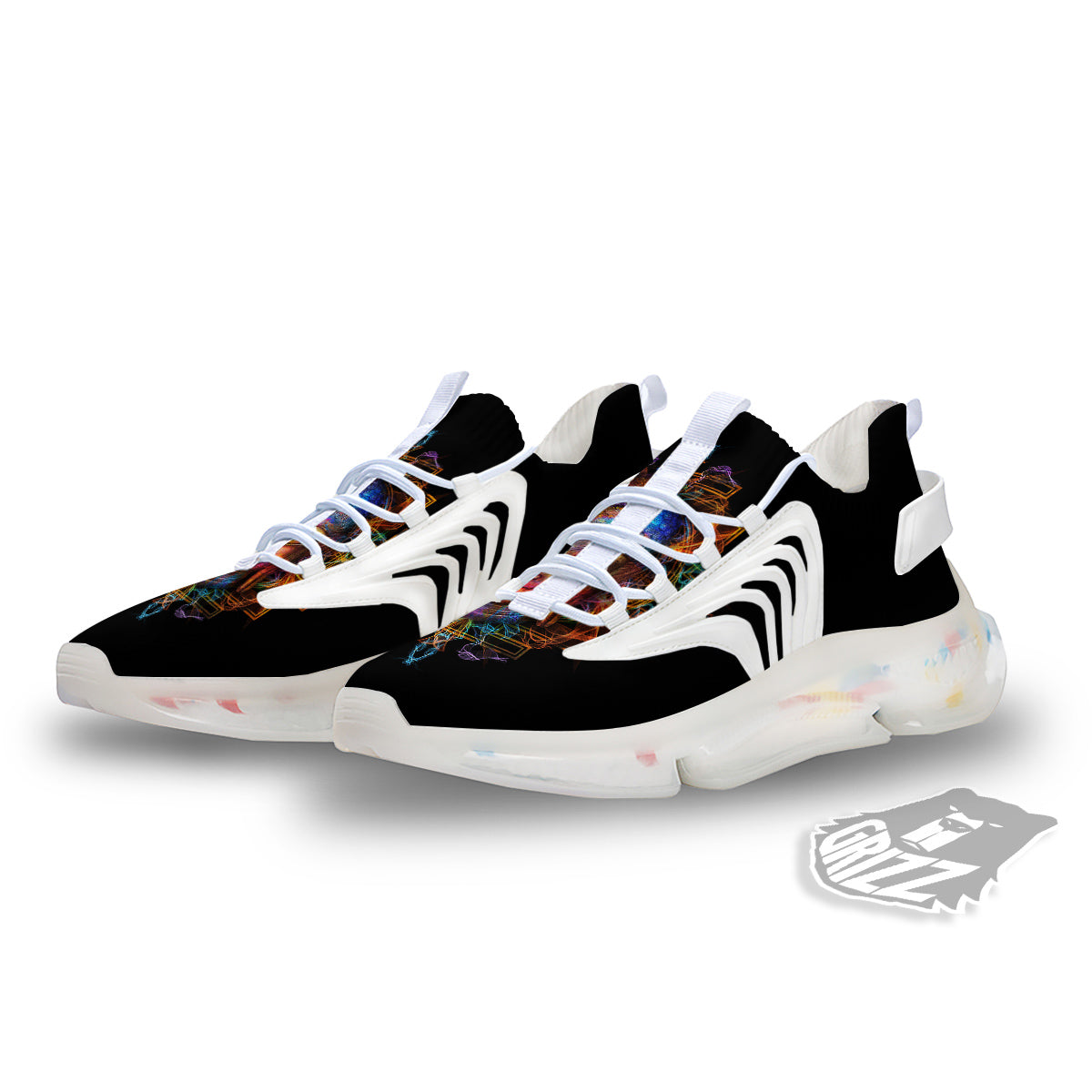 Buddha Colorful Print White Gym Shoes-grizzshop