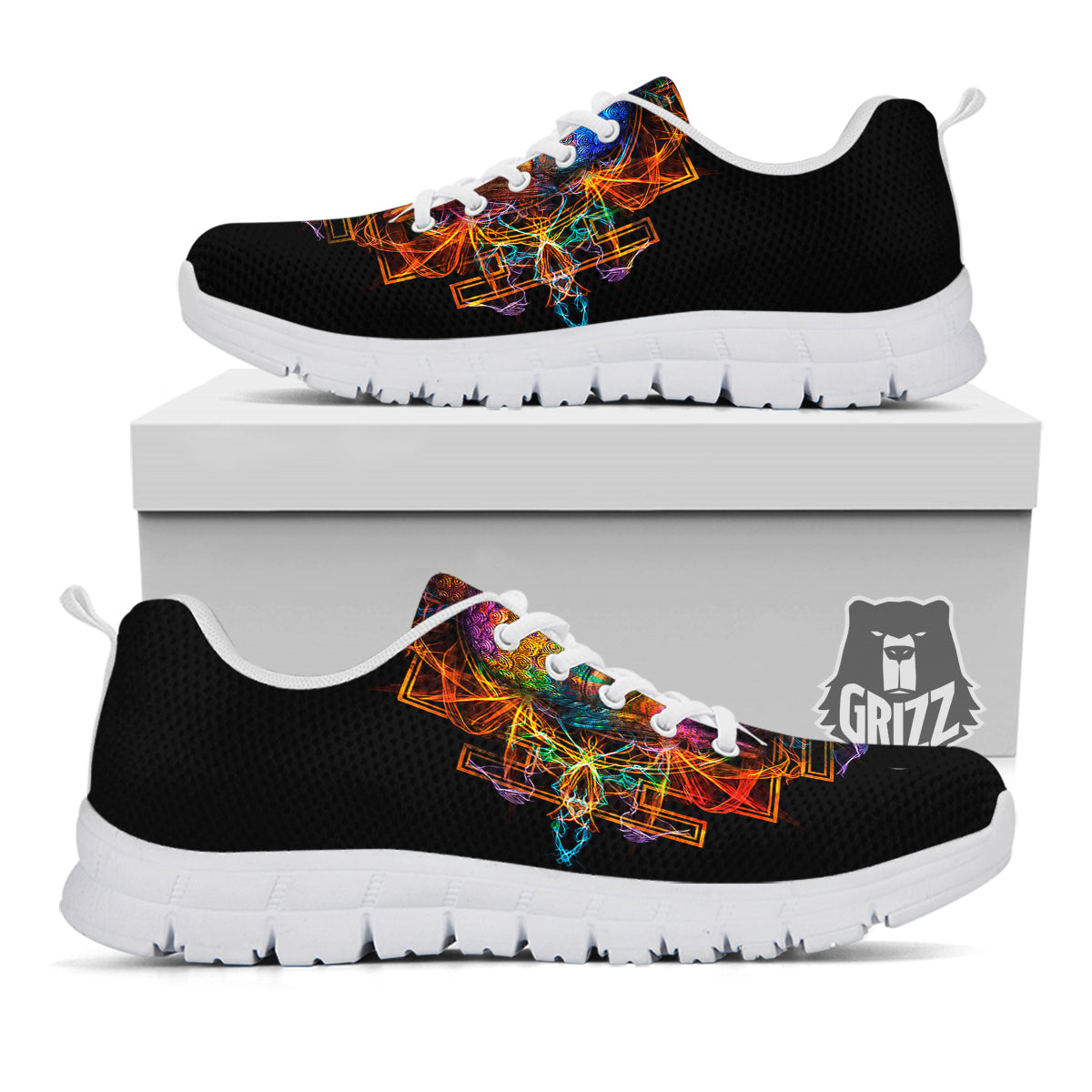 Buddha Colorful Print White Sneaker-grizzshop
