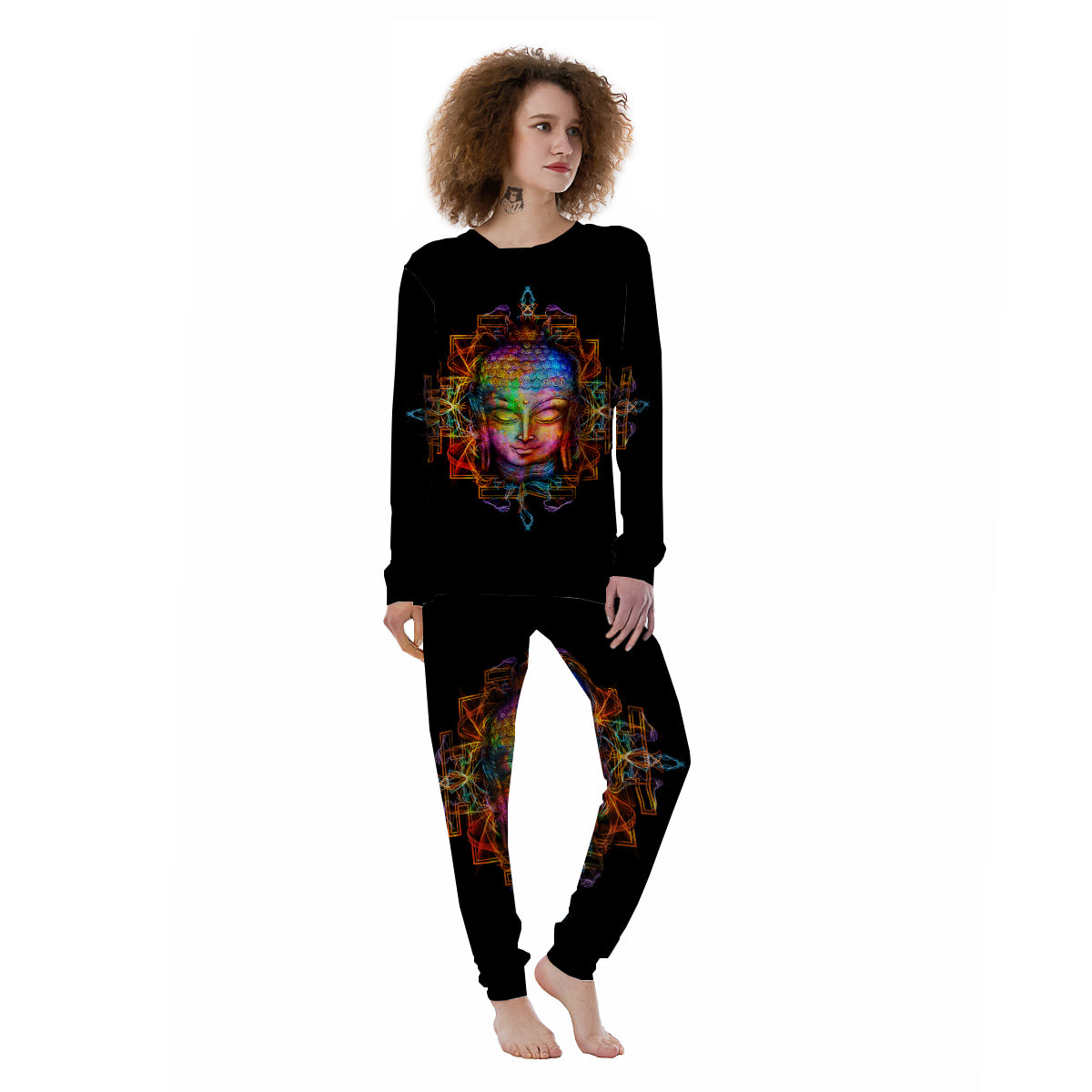 Buddha Colorful Print Women's Pajamas-grizzshop