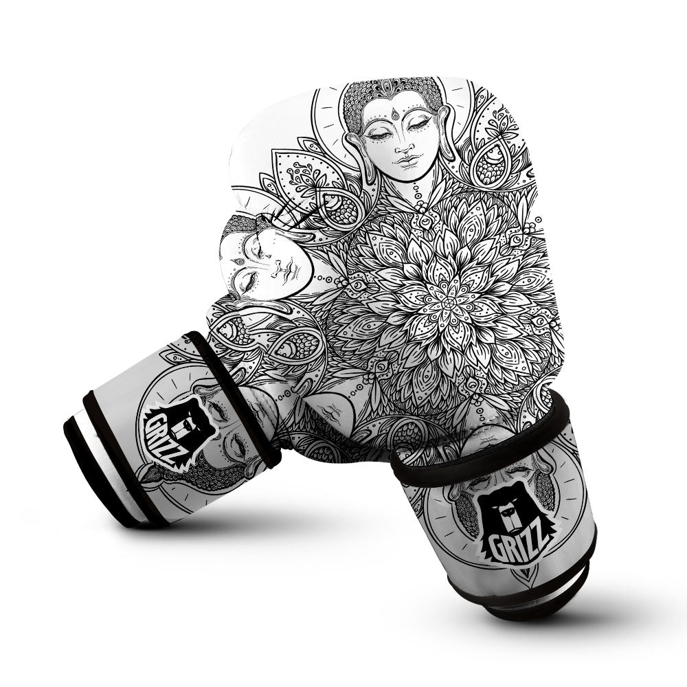 Buddha Face Ornate Mandala Print Boxing Gloves-grizzshop