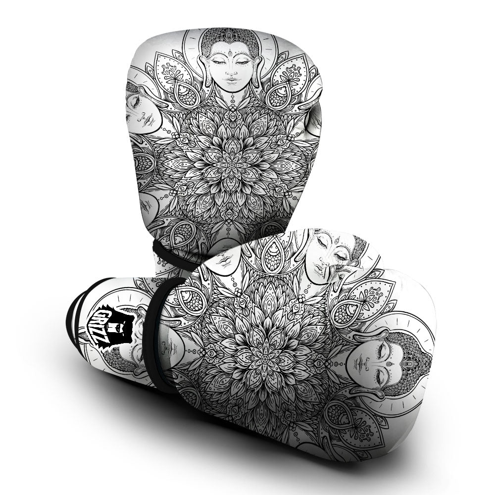 Buddha Face Ornate Mandala Print Boxing Gloves-grizzshop