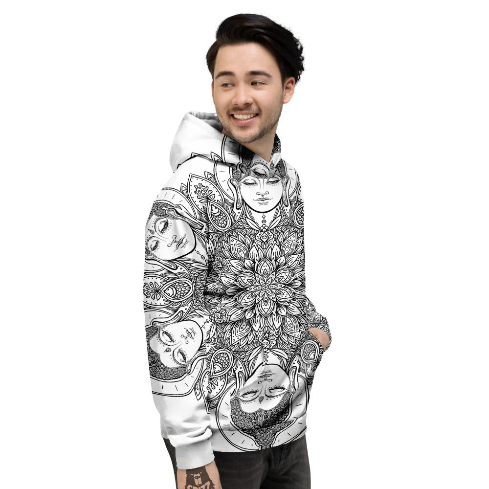 Buddha Face Ornate Mandala Print Men's Hoodie-grizzshop