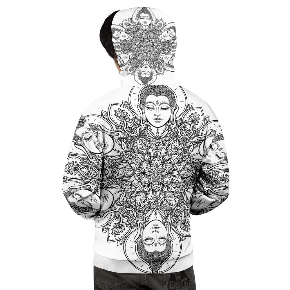 Buddha Face Ornate Mandala Print Men's Hoodie-grizzshop