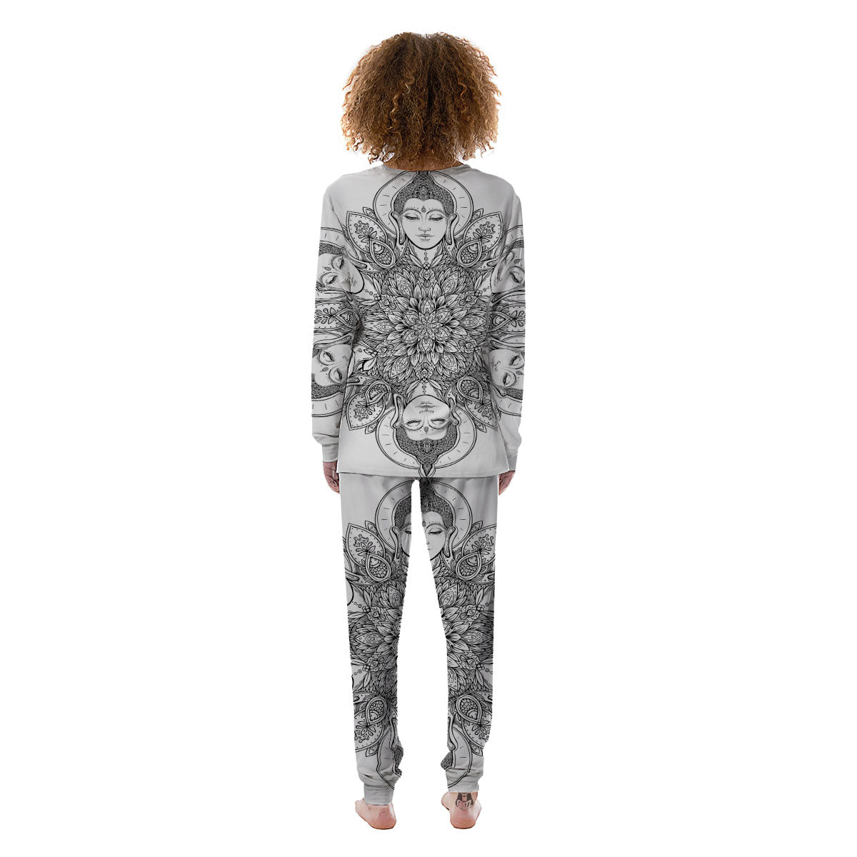 Buddha Face Ornate Mandala Print Women's Pajamas-grizzshop