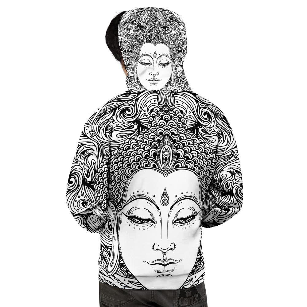 Buddha Mandala Spiritual Black White Print Men's Hoodie-grizzshop