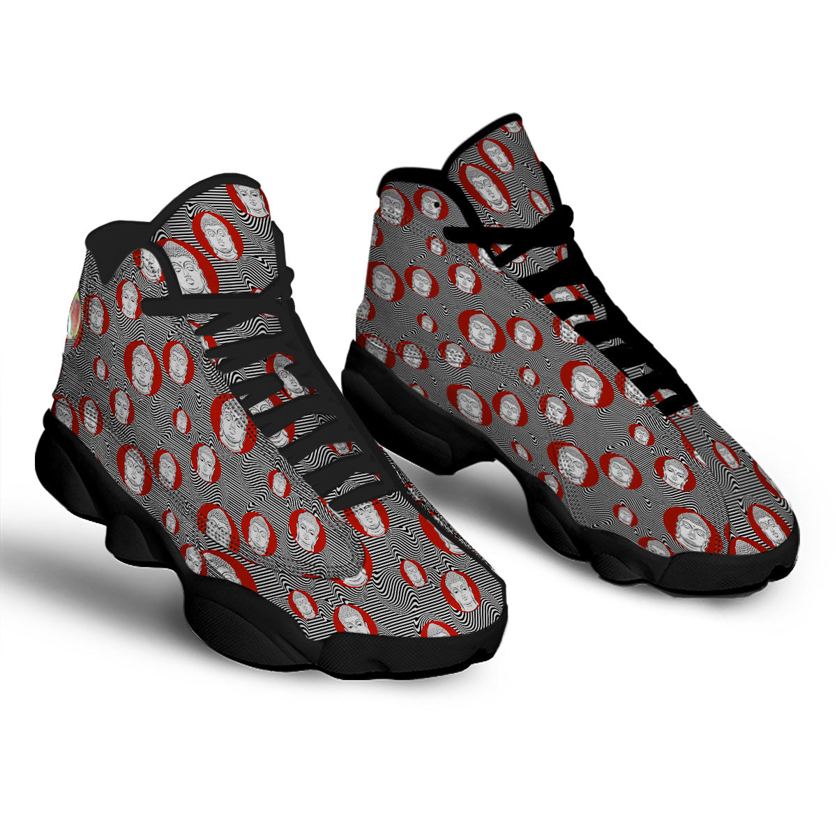Buddha Print Pattern Black Basketball Shoes-grizzshop