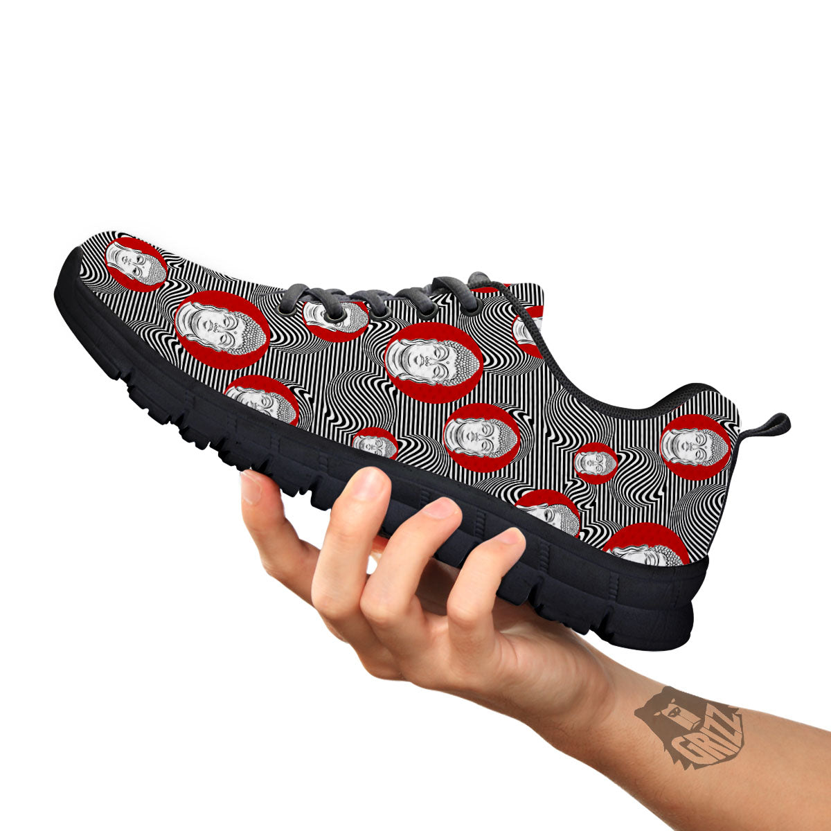 Buddha Print Pattern Black Sneaker-grizzshop