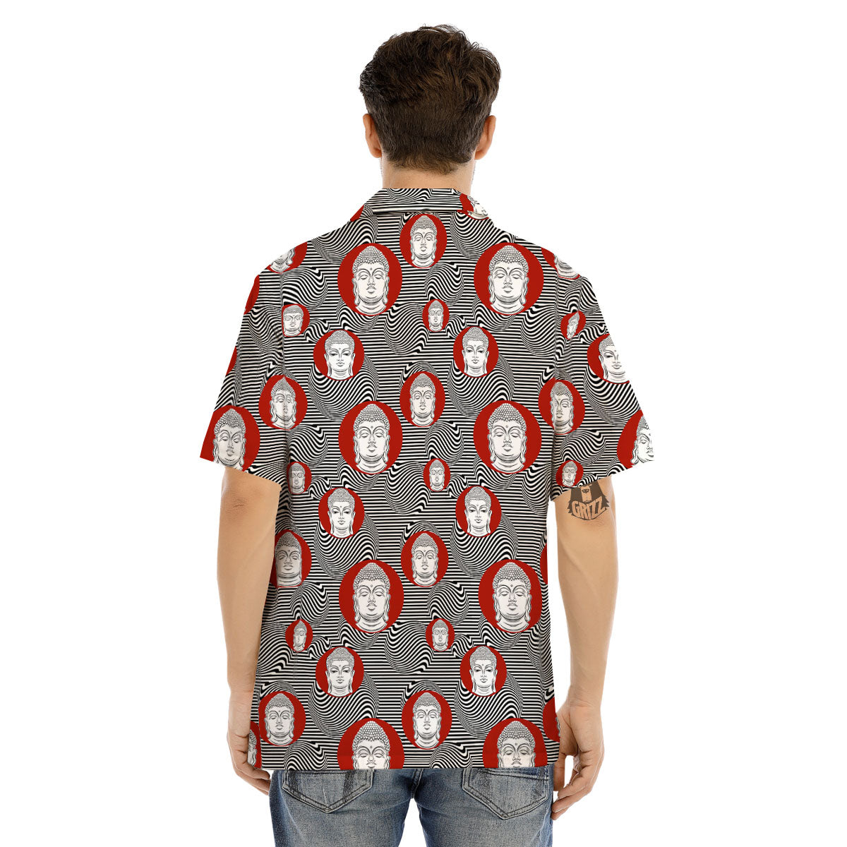Buddha Print Pattern Men's Hawaiian Shirt-grizzshop