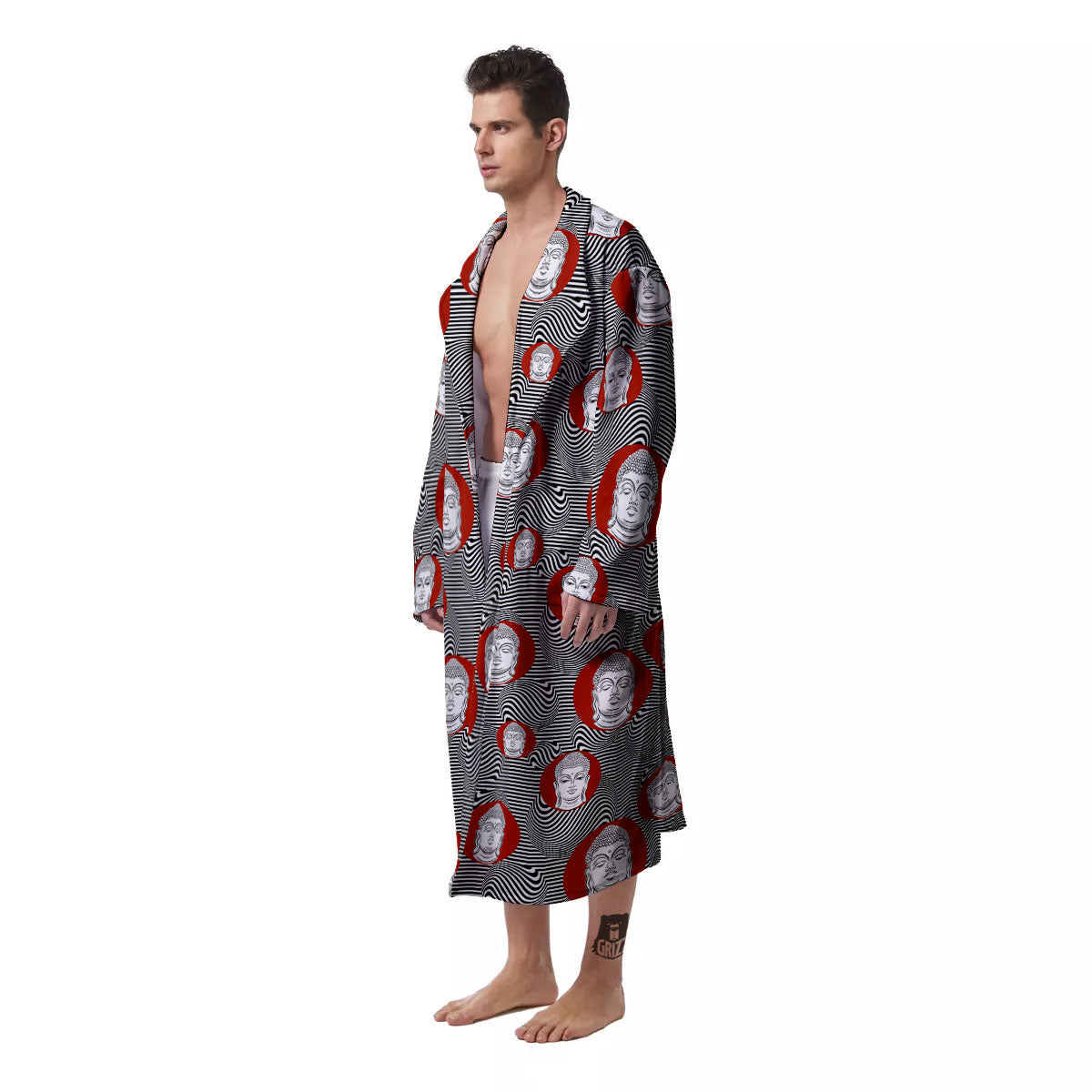 Buddha Print Pattern Men's Robe-grizzshop