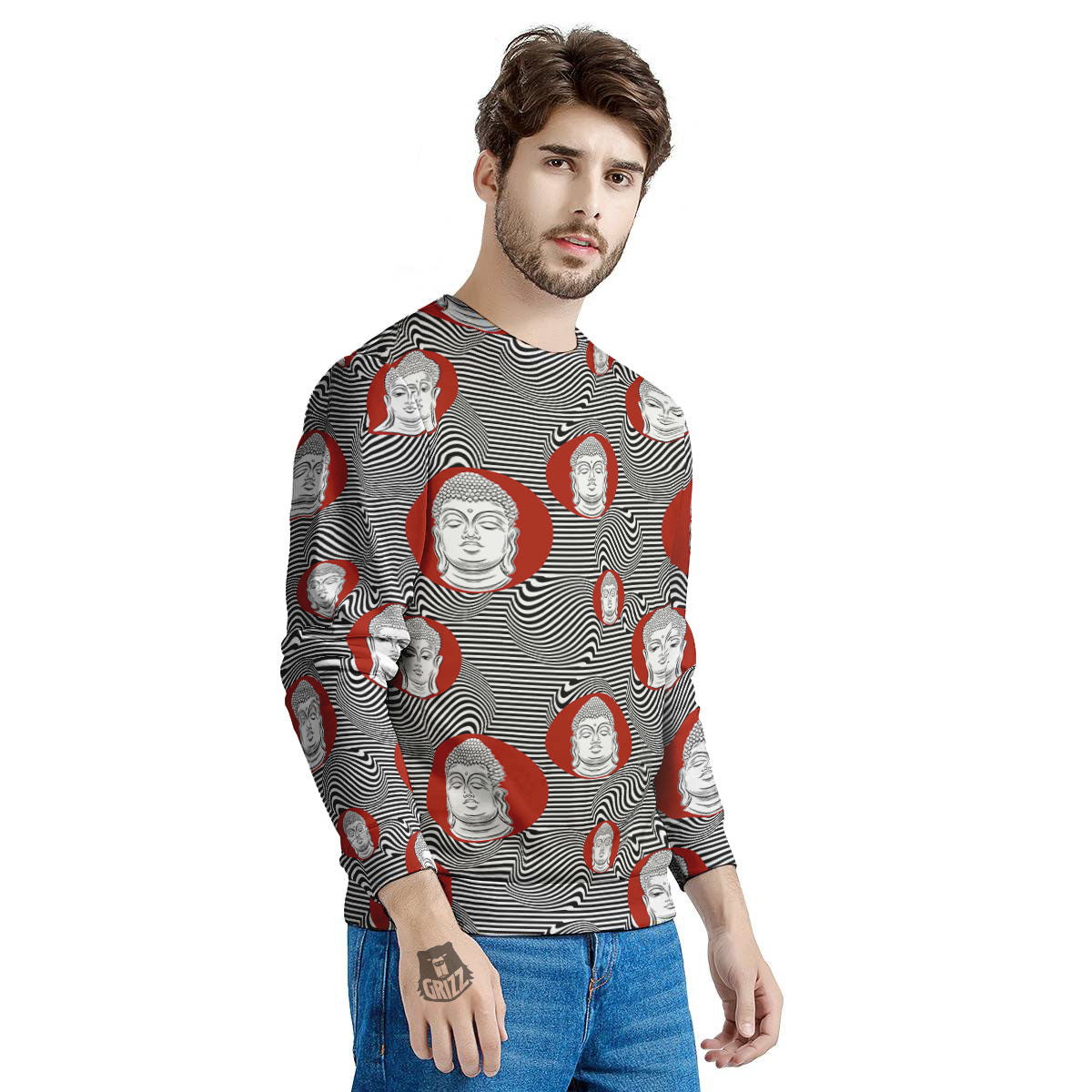Buddha Print Pattern Men's Sweatshirt-grizzshop