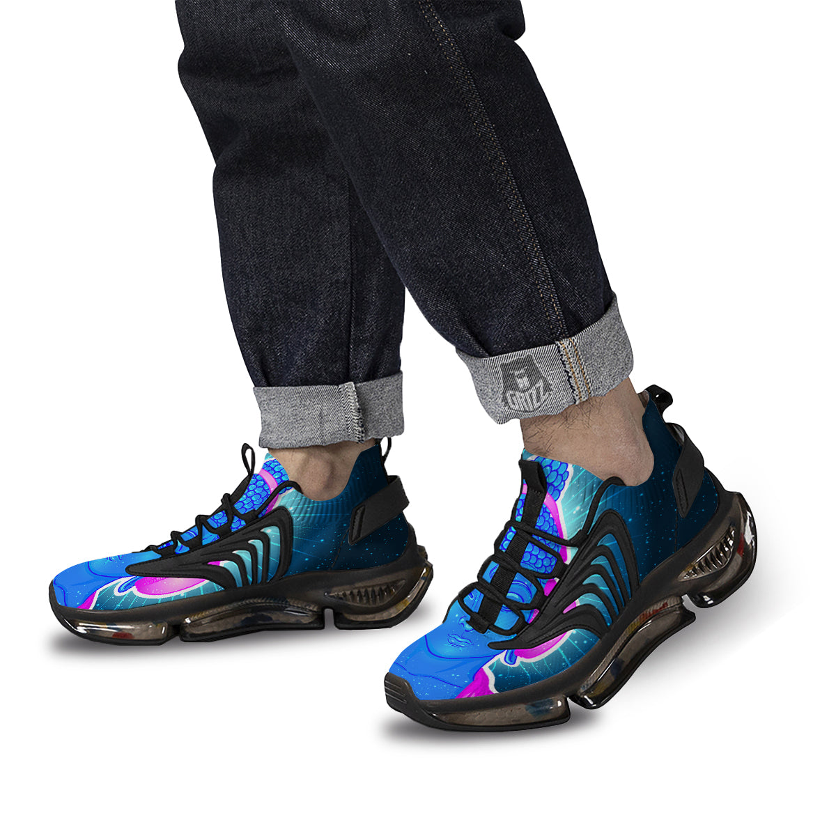 Buddha Psychedelic Print Black Gym Shoes-grizzshop