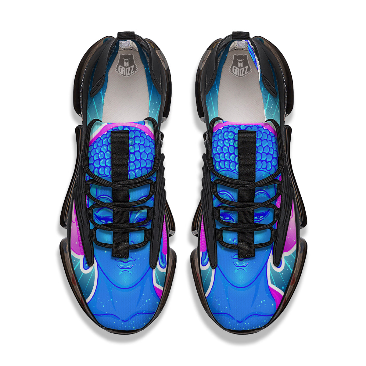 Buddha Psychedelic Print Black Gym Shoes-grizzshop