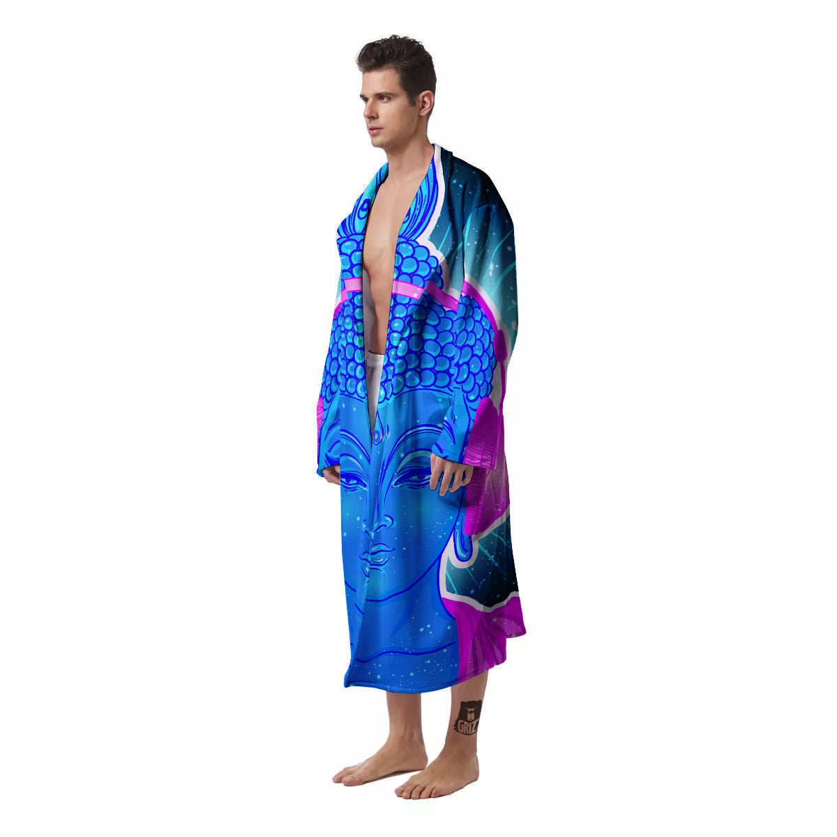 Buddha Psychedelic Print Men's Robe-grizzshop