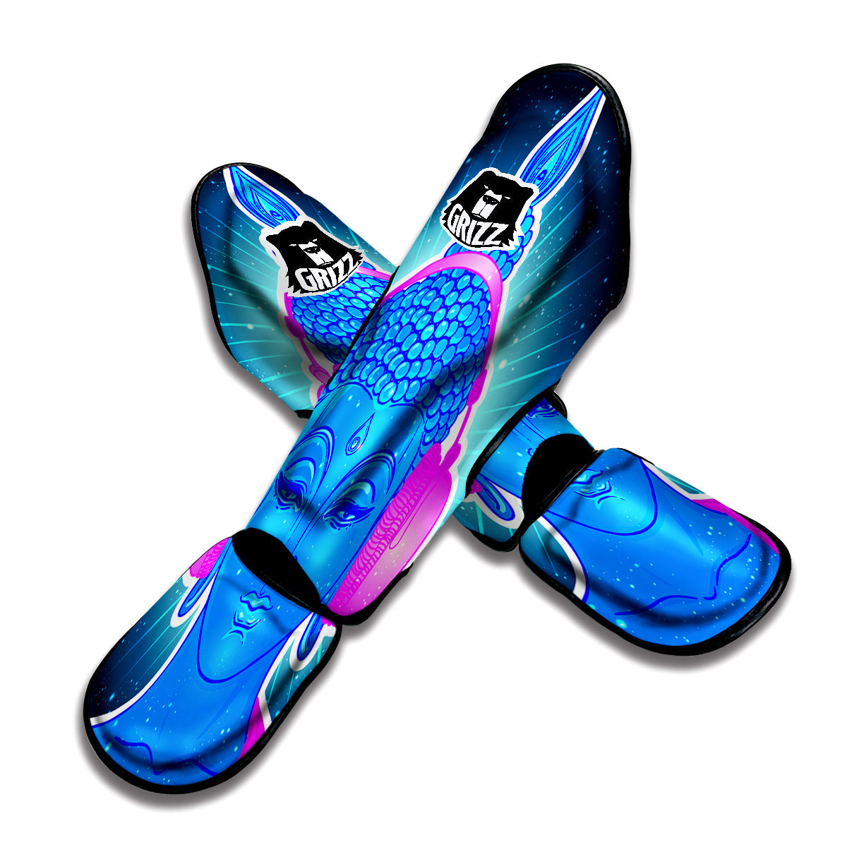 Buddha Psychedelic Print Muay Thai Shin Guards-grizzshop