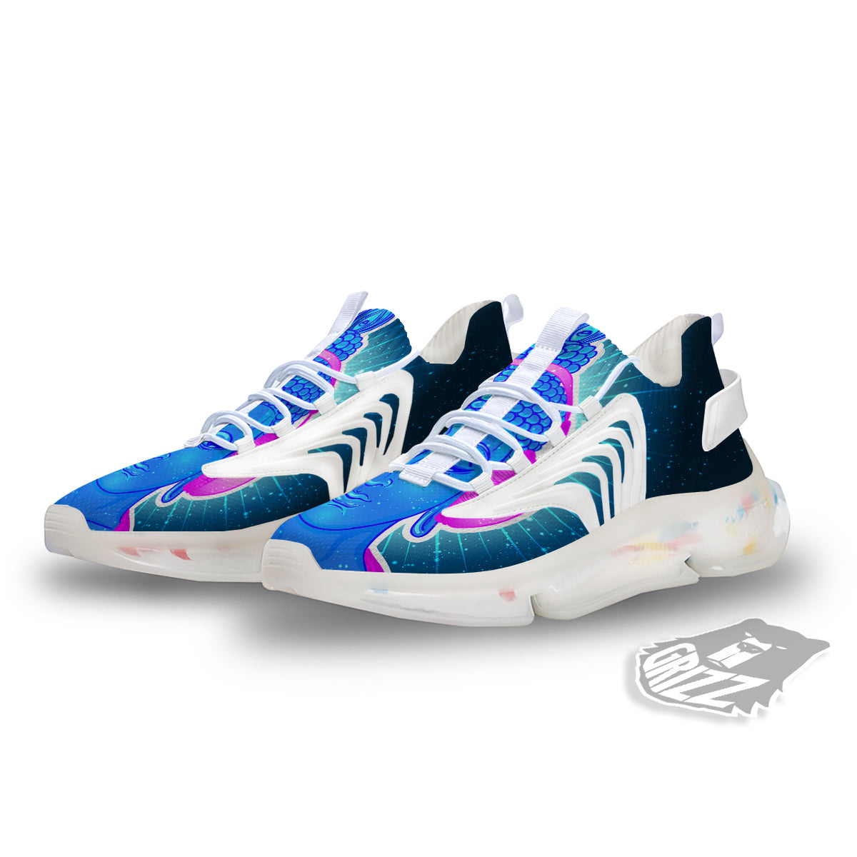 Buddha Psychedelic Print White Gym Shoes-grizzshop