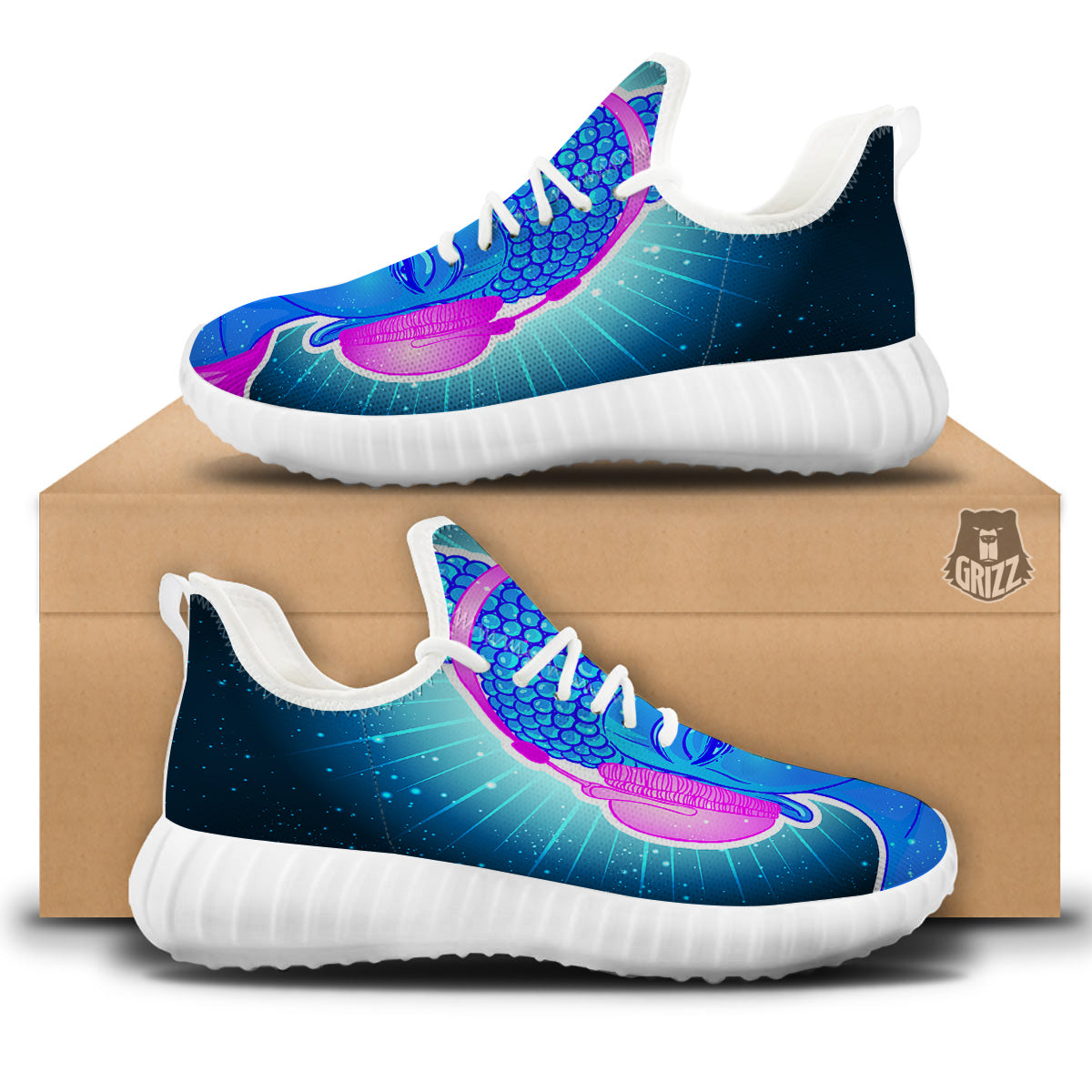 Buddha Psychedelic Print White Walking Shoes-grizzshop