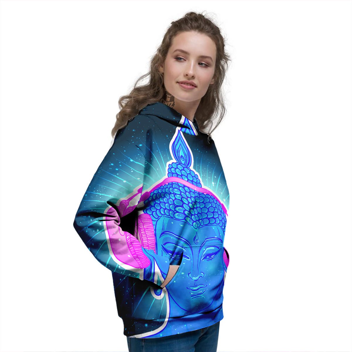 Buddha Psychedelic Print Women's Hoodie-grizzshop