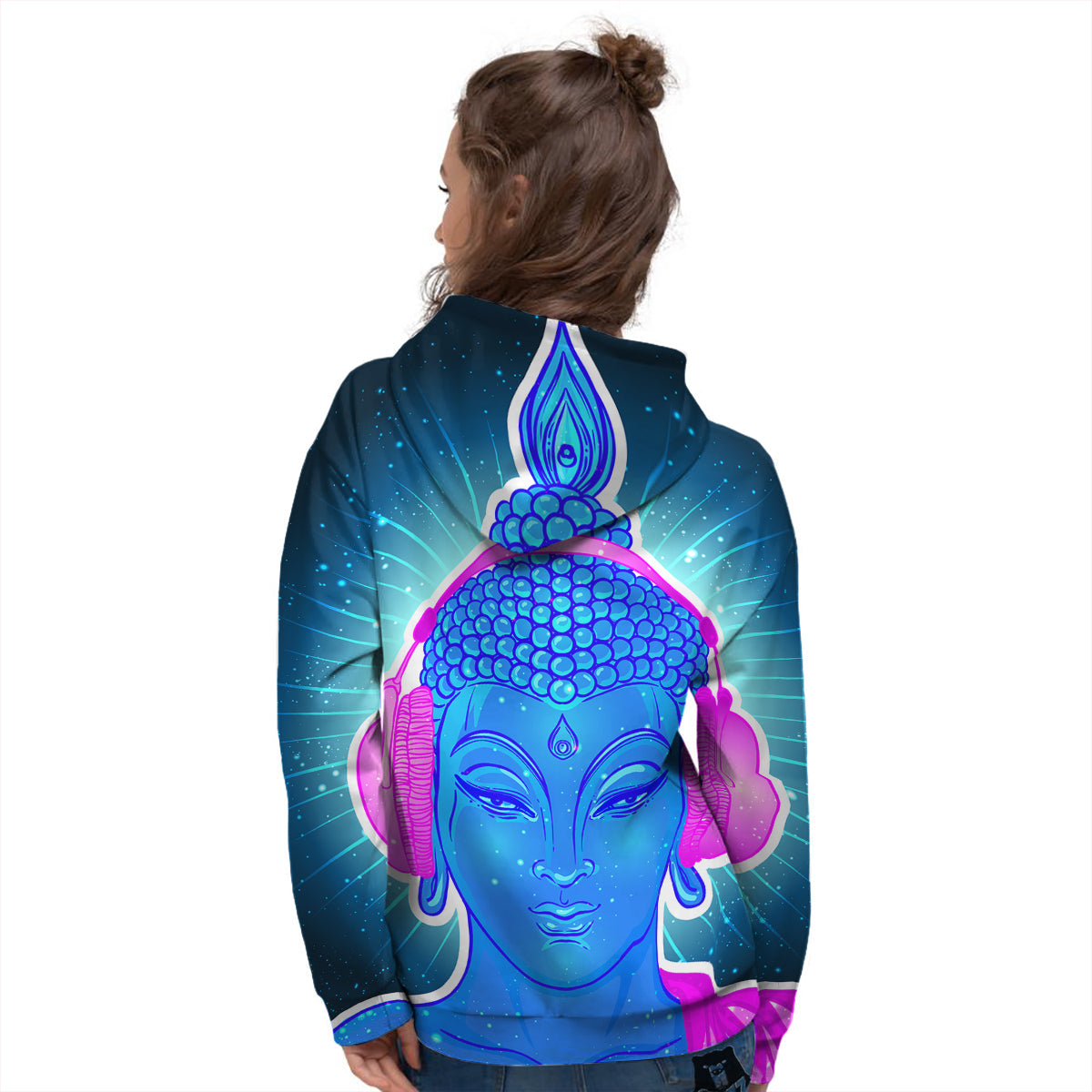 Buddha Psychedelic Print Women's Hoodie-grizzshop