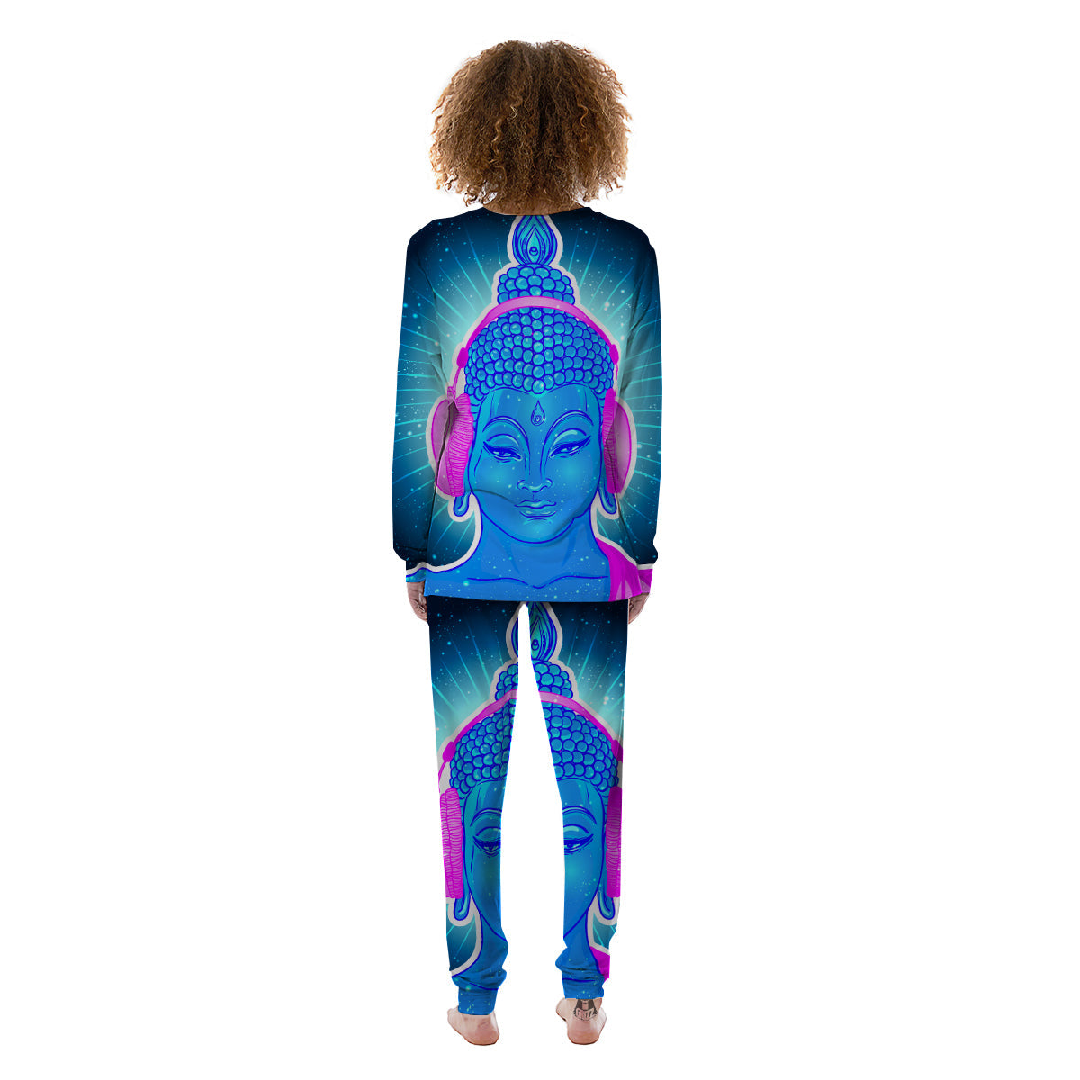 Buddha Psychedelic Print Women's Pajamas-grizzshop