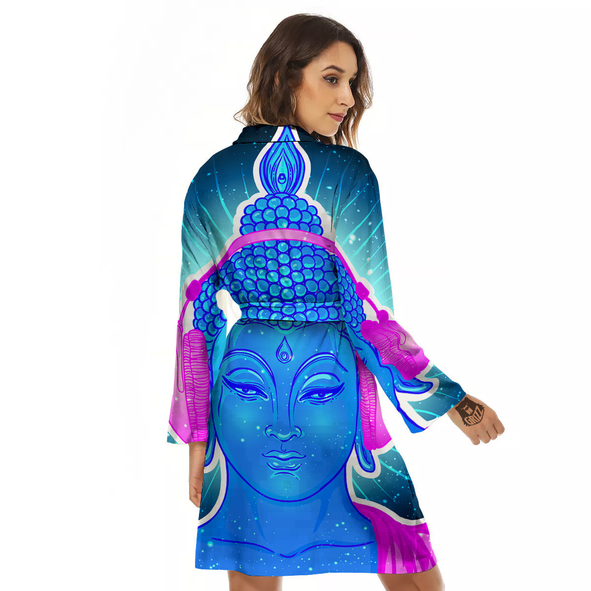 Buddha Psychedelic Print Women's Robe-grizzshop
