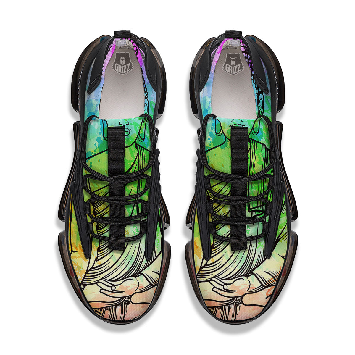 Buddha Reggae Print Black Gym Shoes-grizzshop