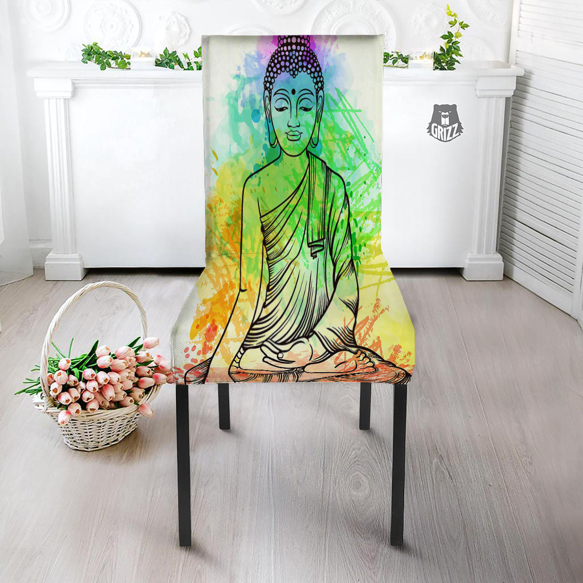 Buddha Reggae Print Dining Chair Slipcover-grizzshop