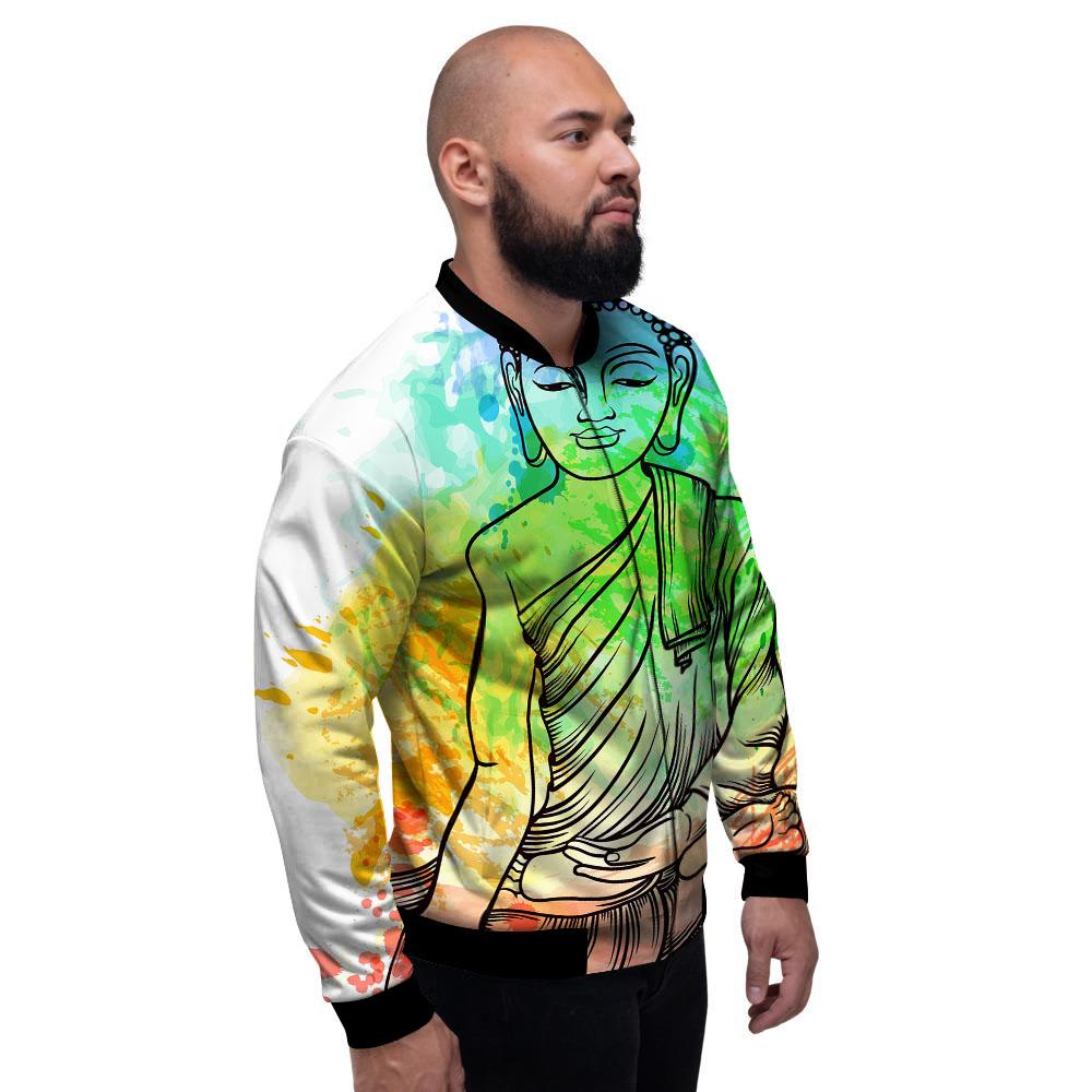 Buddha Reggae Print Men's Bomber Jacket-grizzshop