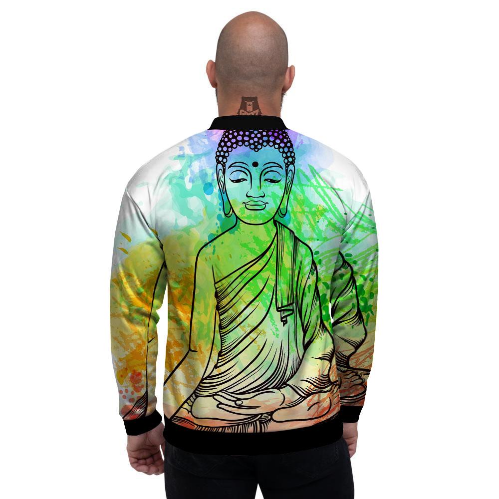 Buddha Reggae Print Men's Bomber Jacket-grizzshop