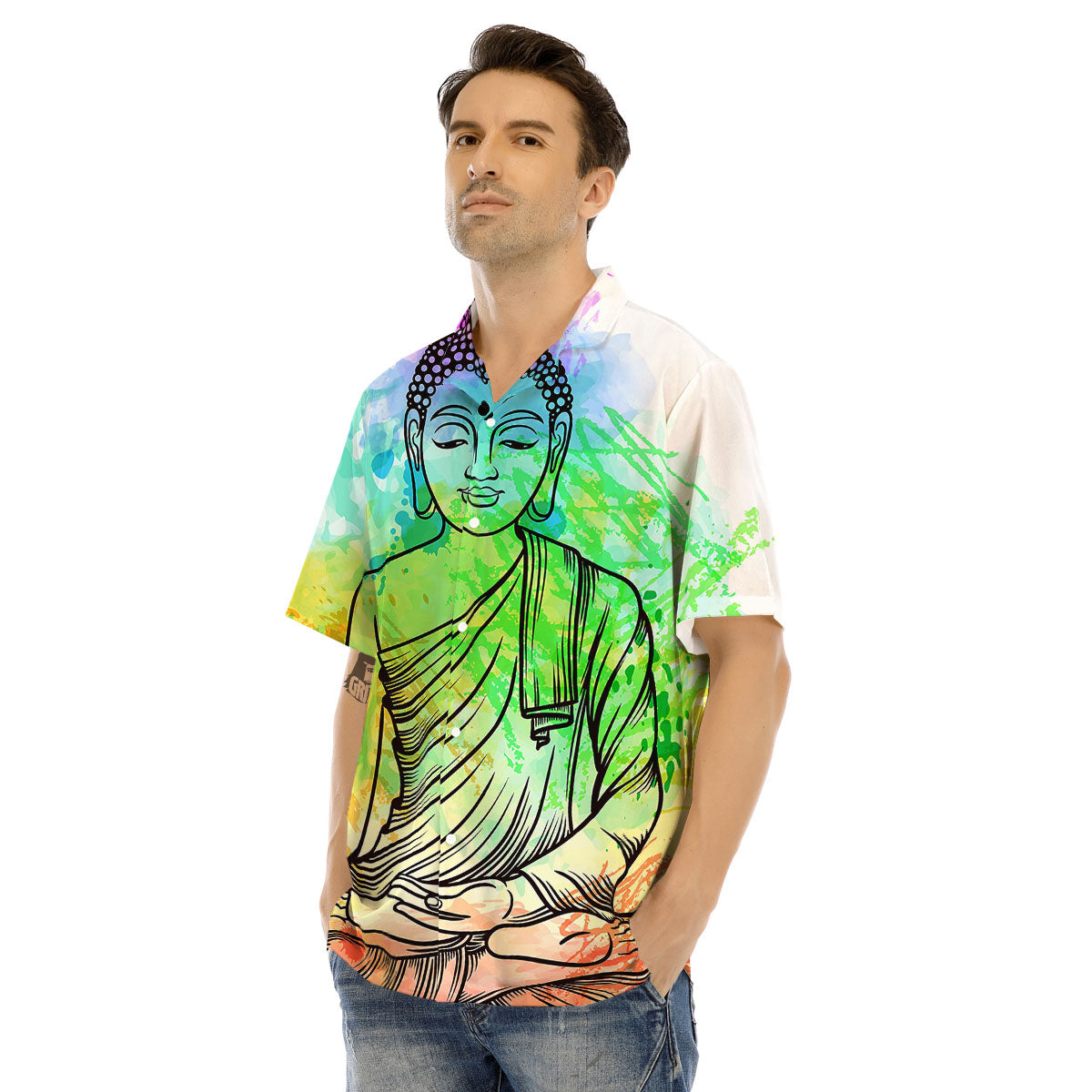 Buddha Reggae Print Men's Hawaiian Shirt-grizzshop