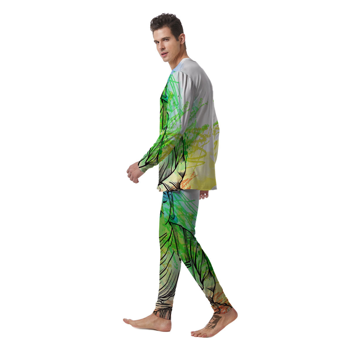Buddha Reggae Print Men's Pajamas-grizzshop