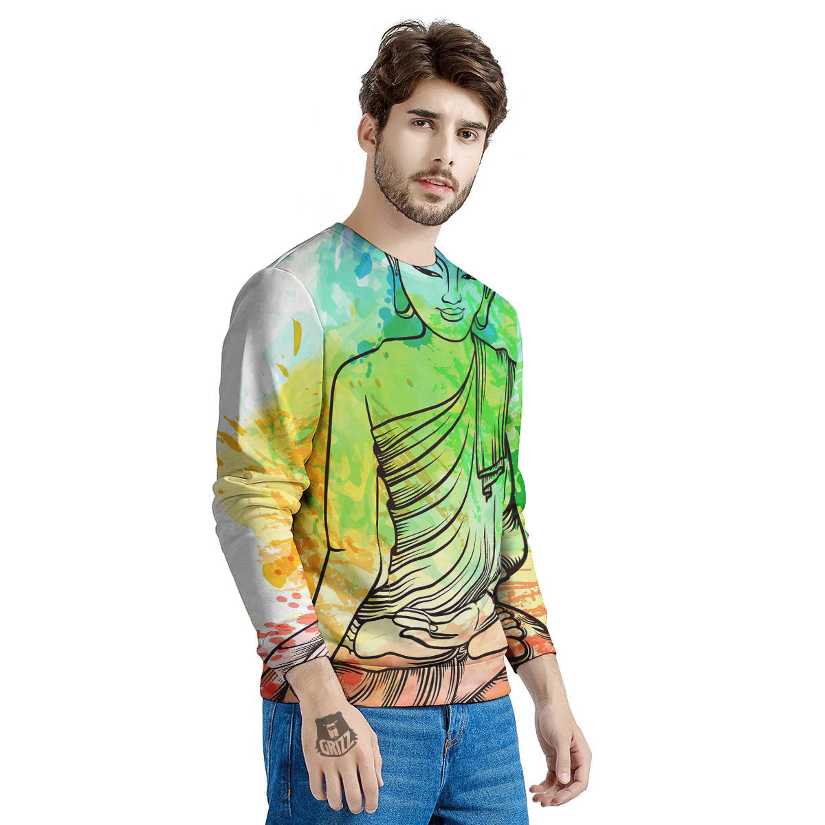 Buddha Reggae Print Men's Sweatshirt-grizzshop
