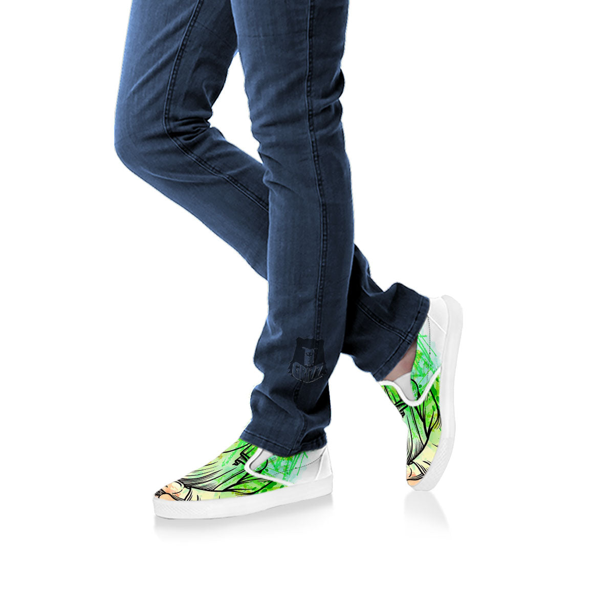 Buddha Reggae Print White Slip On Shoes-grizzshop