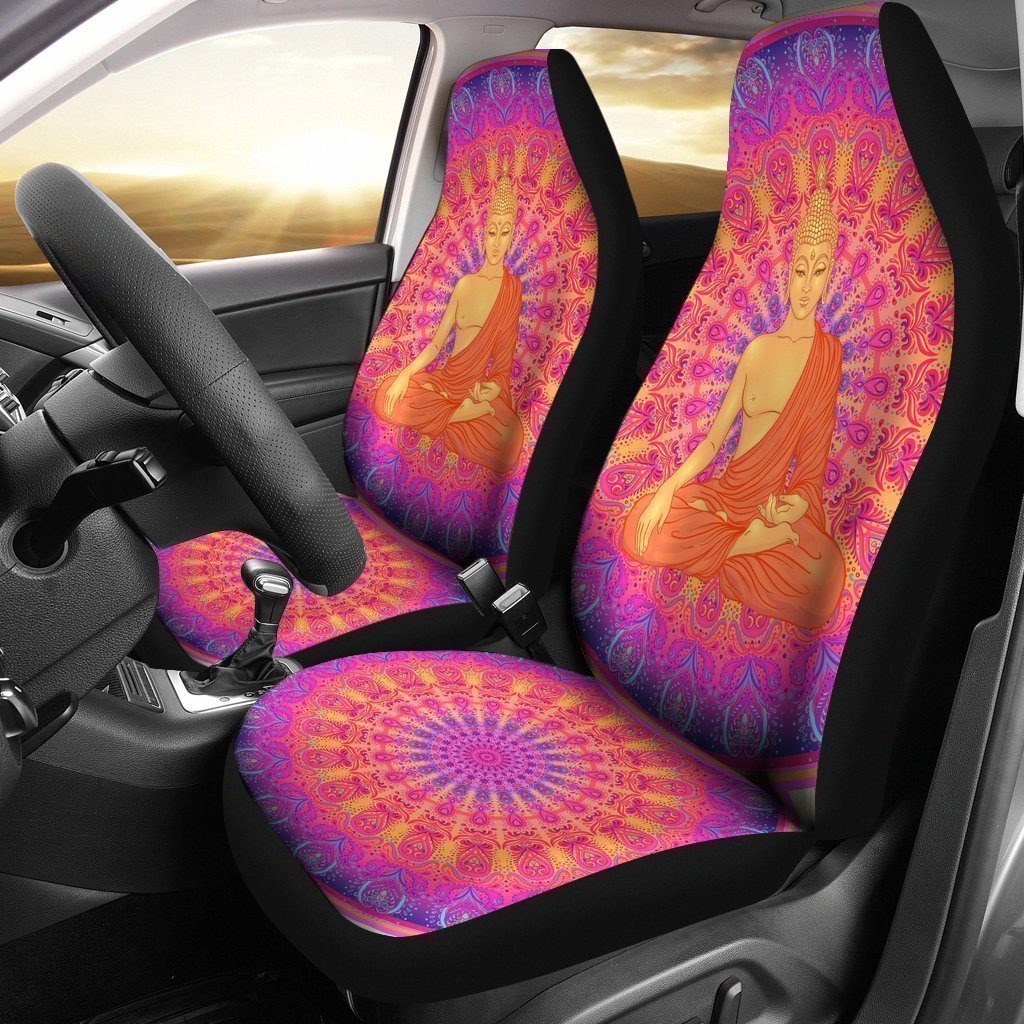 Buddha Retro Colorful Universal Fit Car Seat Covers-grizzshop