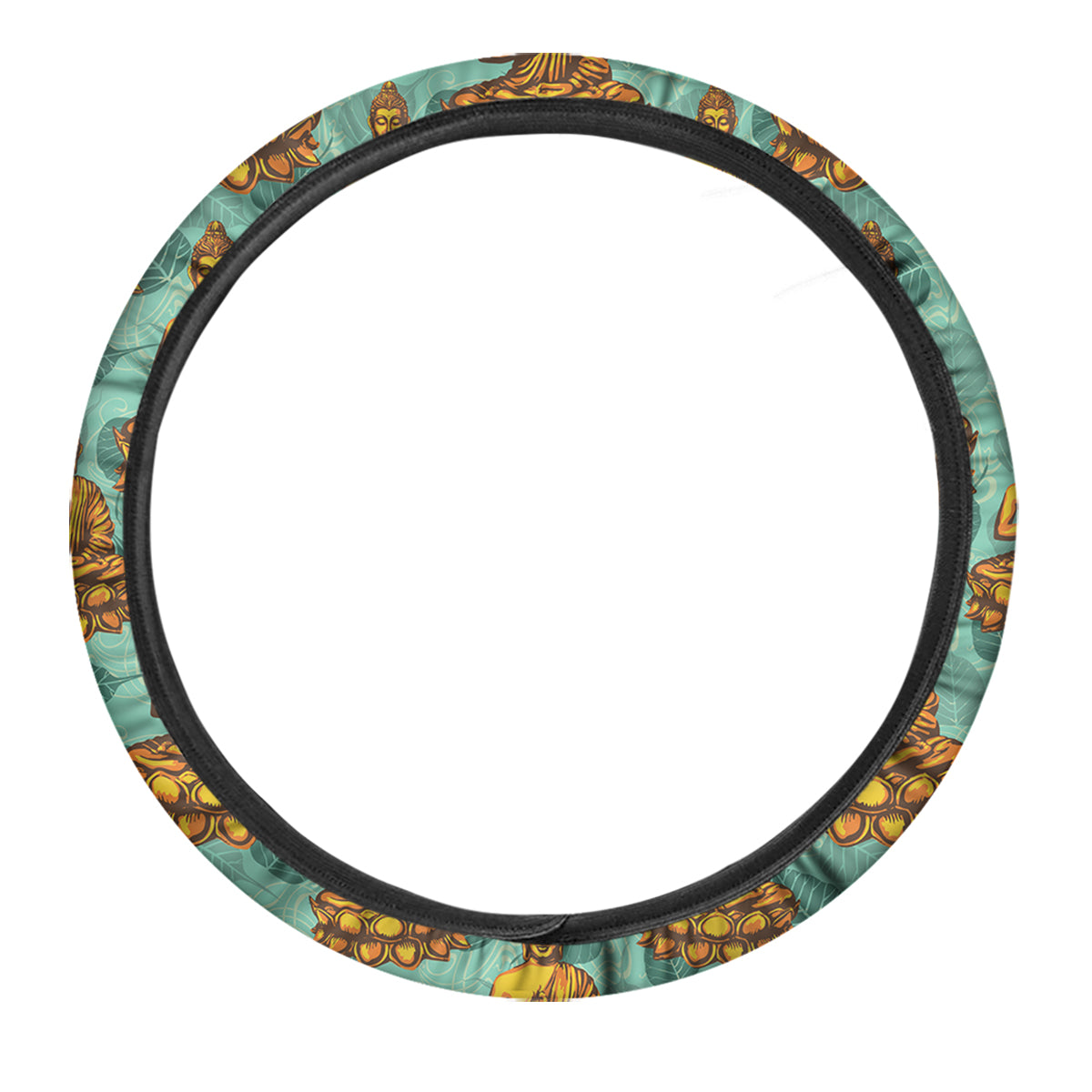 Buddha Sits On The Leaf Print Pattern Car Steering Wheel Cover-grizzshop
