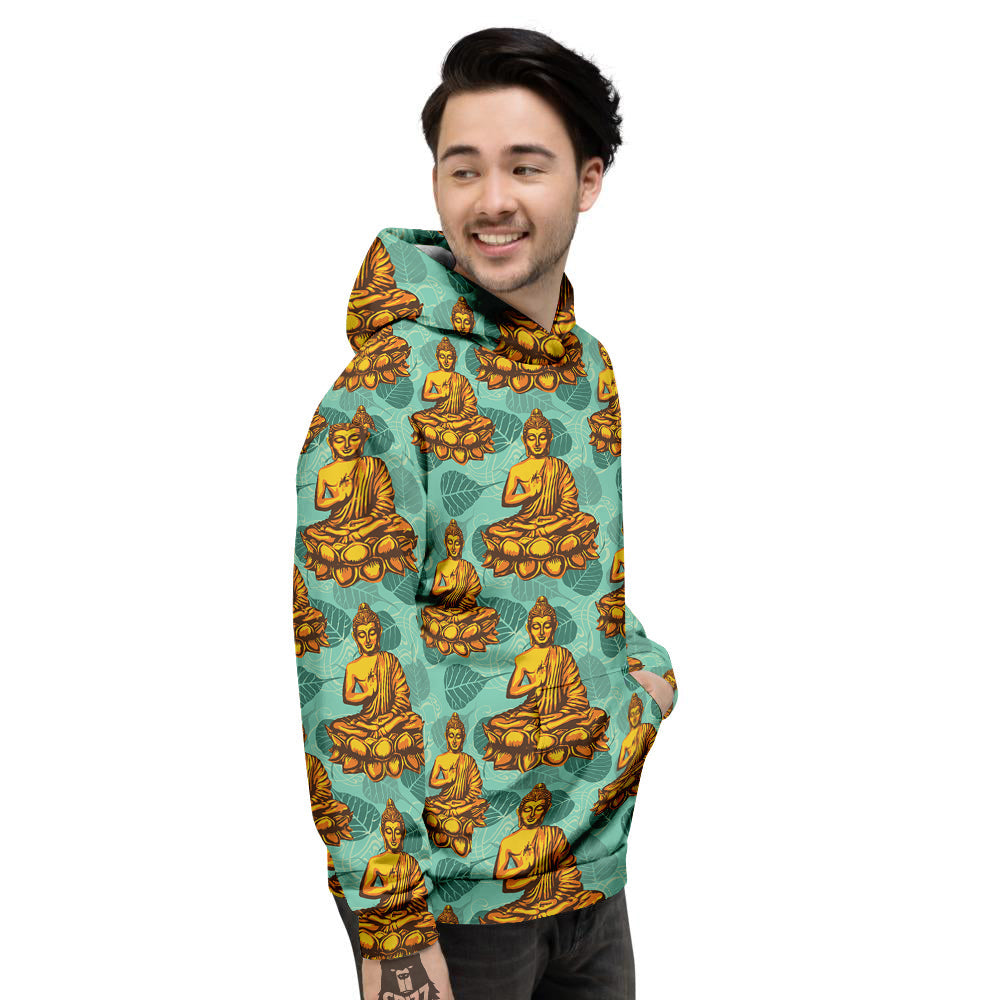 Buddha Sits On The Leaf Print Pattern Men's Hoodie-grizzshop