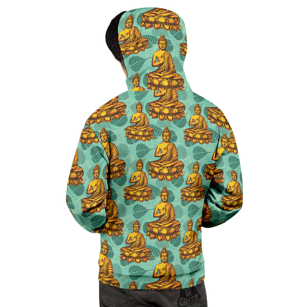 Buddha Sits On The Leaf Print Pattern Men's Hoodie-grizzshop